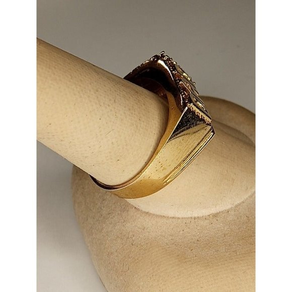 Size 10 Brass DAD Gold Tone Ring with‎ Multicolor Rhinestones (10c1) - Picture 6 of 7